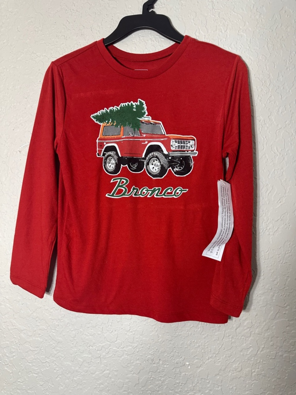 Ford Red Bronco Graphic Long Sleeve Kids Shirt